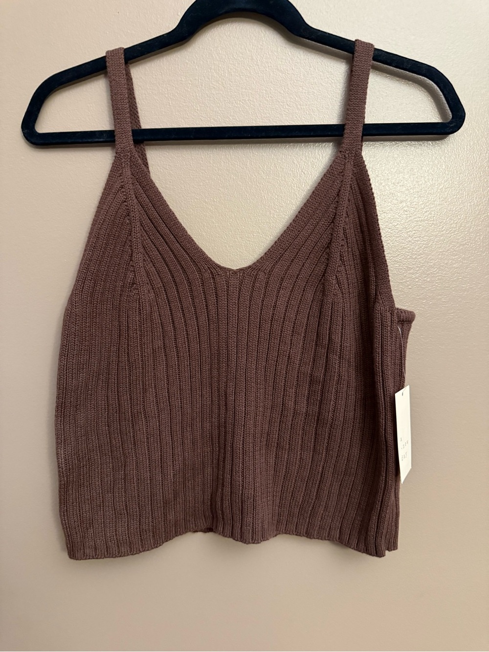 a new day Chocolate Brown Ribbed V-Neck Cami- NWT